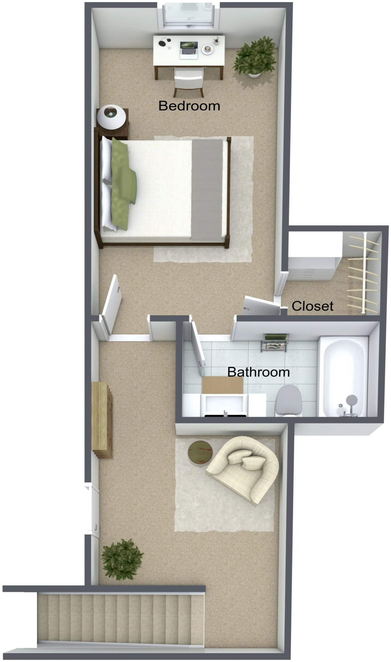 Newport 2-Story 2-Car second floor plan – bedroom, bath, closet and upstairs landing, Danforth Crossing Edmond OK